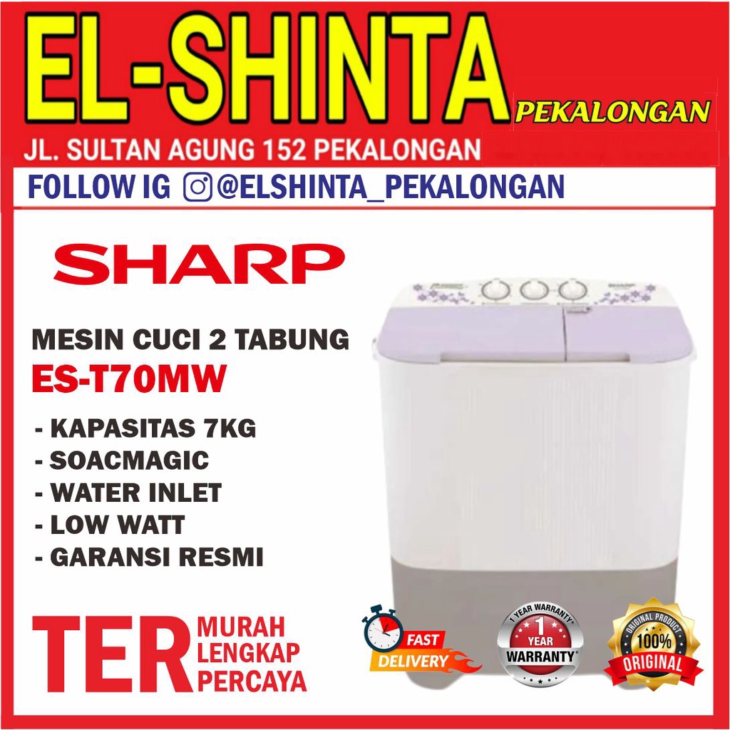 Jual Mesin cuci sharp 2 tabung 70mw | Shopee Indonesia