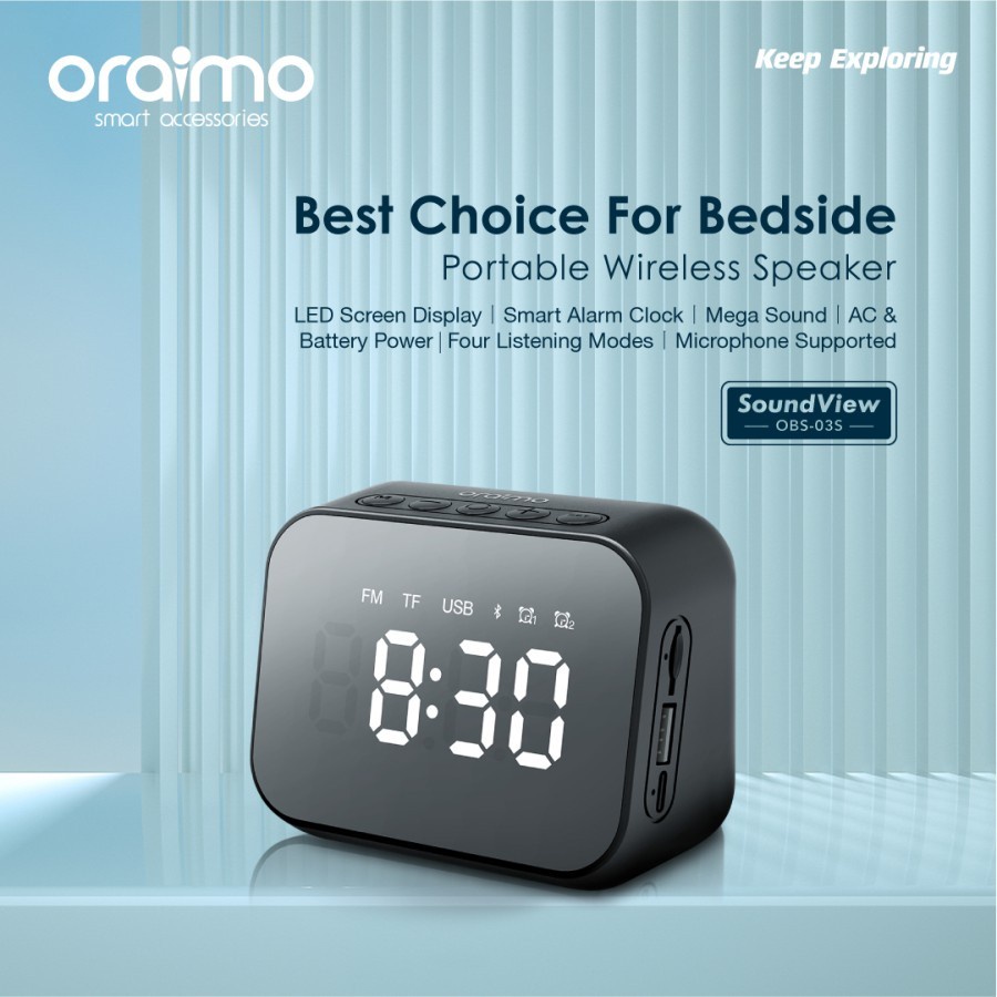 Jual Oraimo SoundView Wireless Bluetooth Speaker Smart Alarm Clock OBS ...
