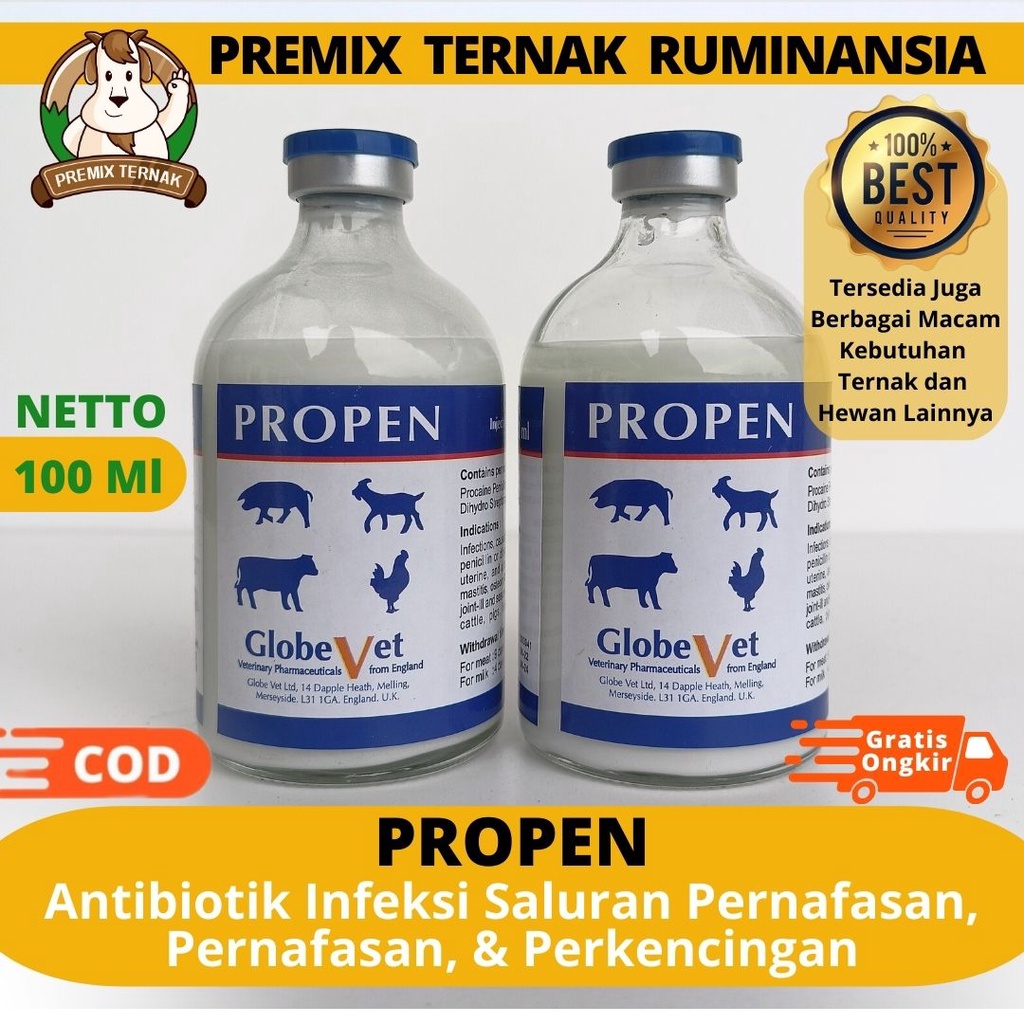 Jual PROPEN Antibiotik Injeksi Pernafasan 100 ml - (pengganti Penstrep ...