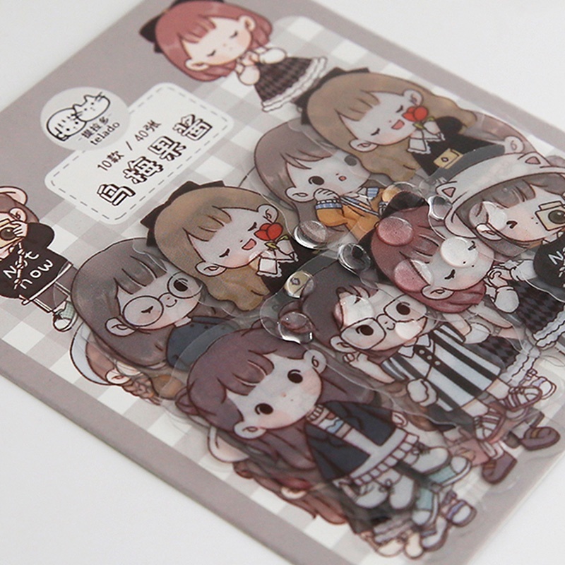 Jual 40 Sheets Cute Cartoon PET Sticker Pack Waterproof Handbook ...