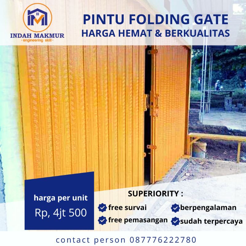 Jual pintu folding gate toko / ruko harga 4jt500 per unit ( satu set