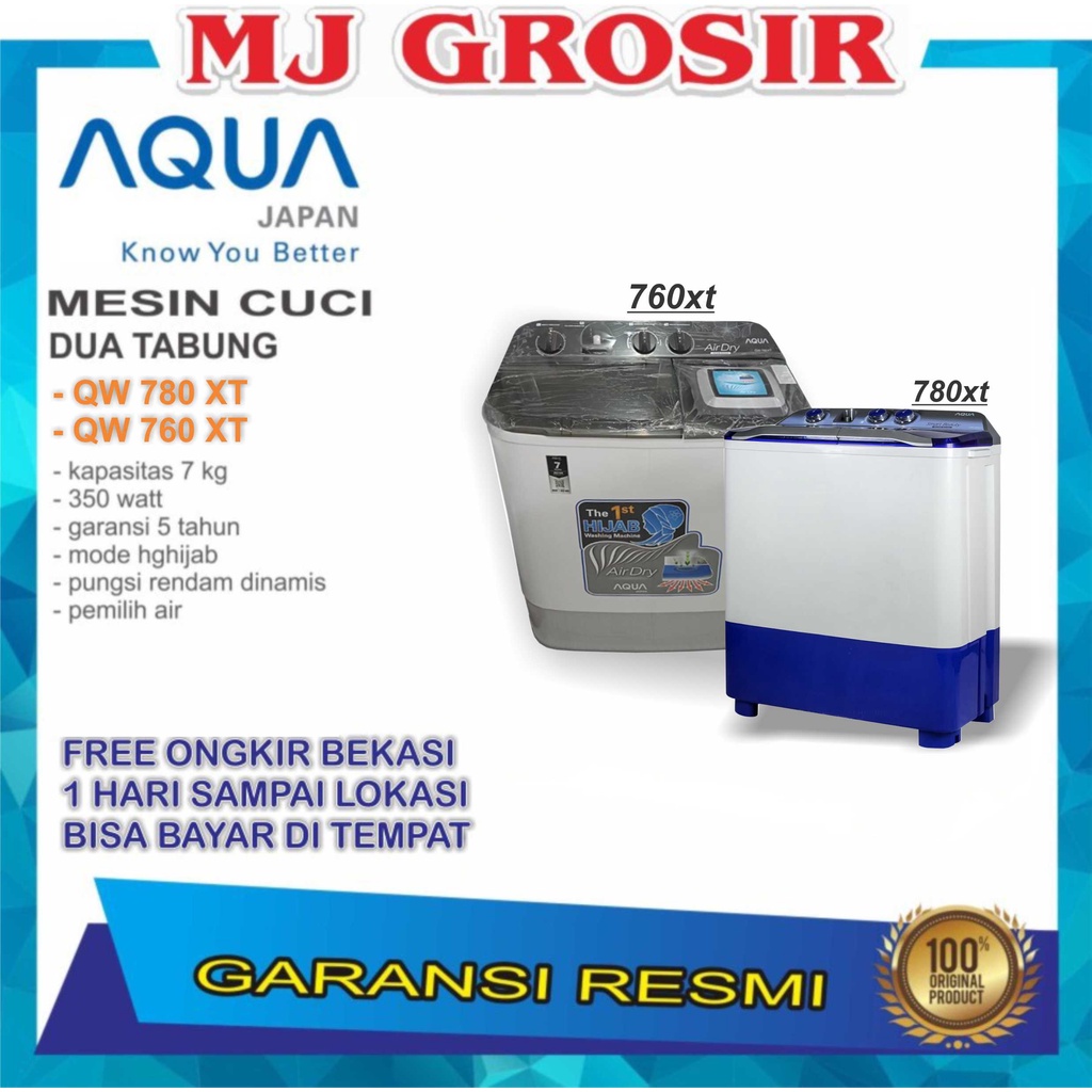 Jual MESIN CUCI AQUA JAPAN QW 760 XT / 780 XT 7KG 2 TABUNG HIJAB SERIES ...