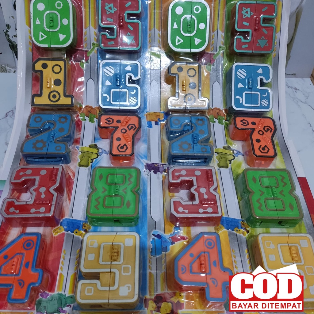 Jual 10 Pcs Mainan Robot Angka 0 - 9 / Mainan Robot Transform Angka ...