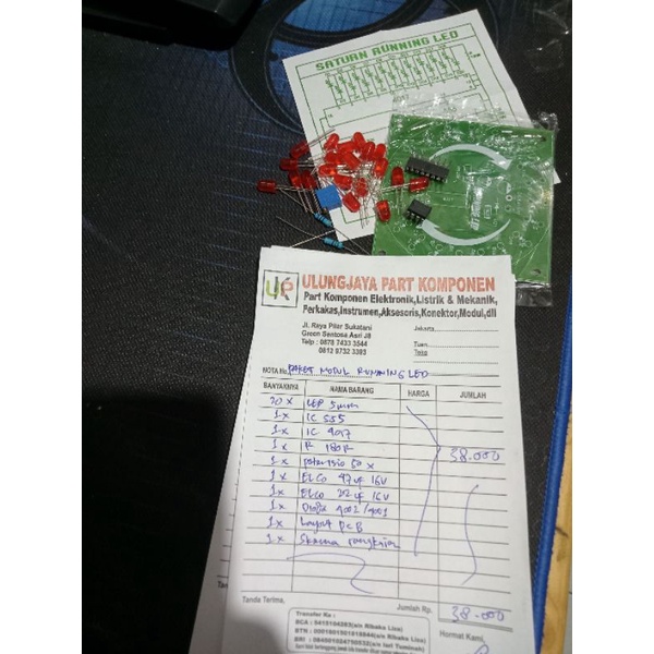 Jual paket rangkaian module circle running LED+komponen dengan IC 4017