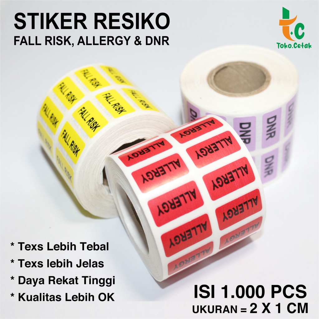Jual STIKER PENANDA RESIKO PASIEN / FALL RISK, ALERGI, DNR, HIGH ALERT ...
