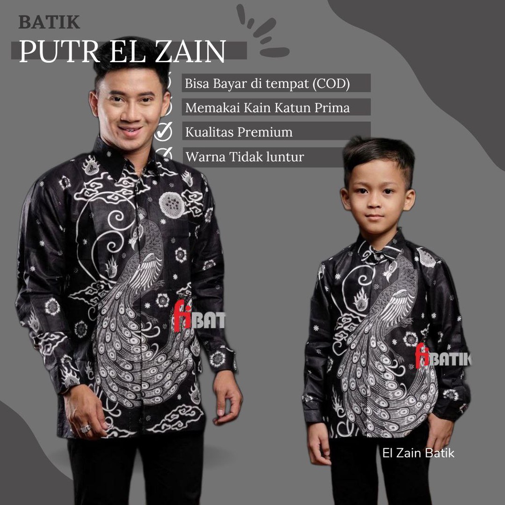 Jual couple batik ayah dan anak cowok BATIK HITAM Batik Merak Hitam ...