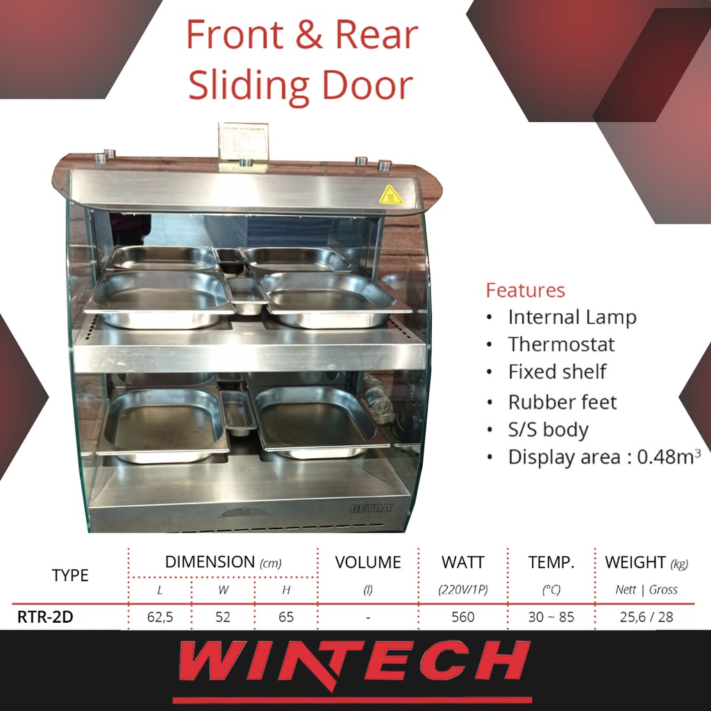 Jual GETRA RTR-2D SHOWCASE FOOD WARMER / DISPLAY WARMER / ETALASE ...