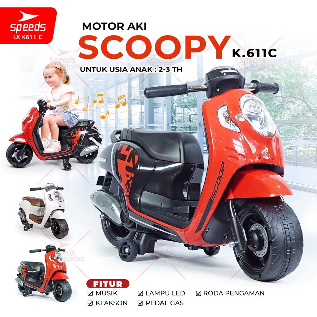 Jual Mainan Anak Motor Aki Scoopy Original PMB Motor-motoran Anak