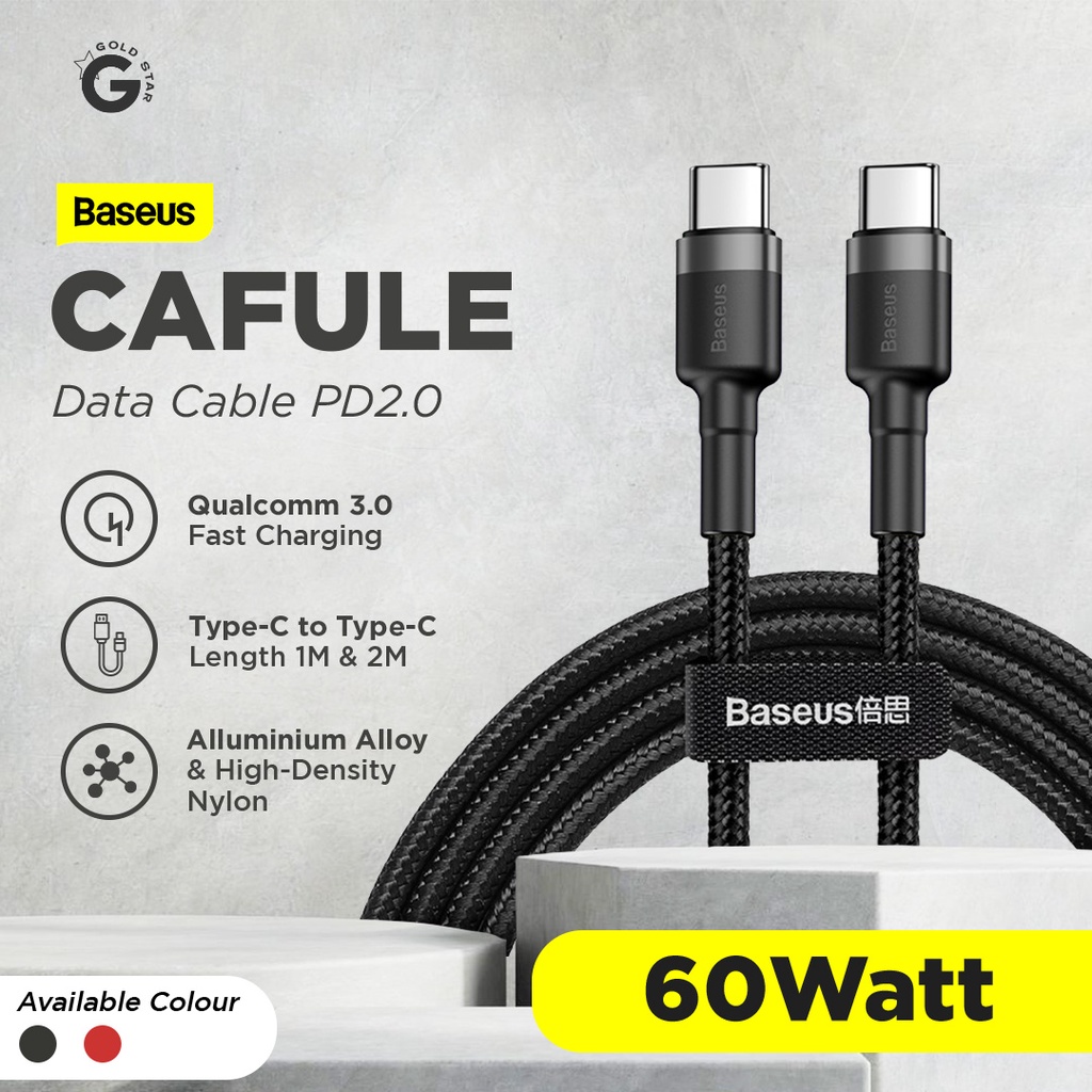 Jual Baseus - Kabel data - Cafule cable Type-C to Type-C PD 2.0 60W ...