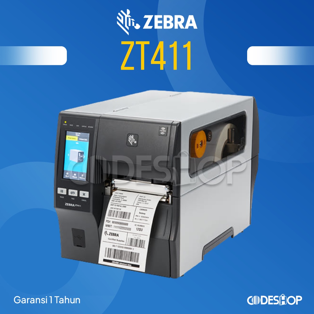 Jual Printer Barcode Zebra ZT411 Cetak Label Thermal Semicoated 203 DPI