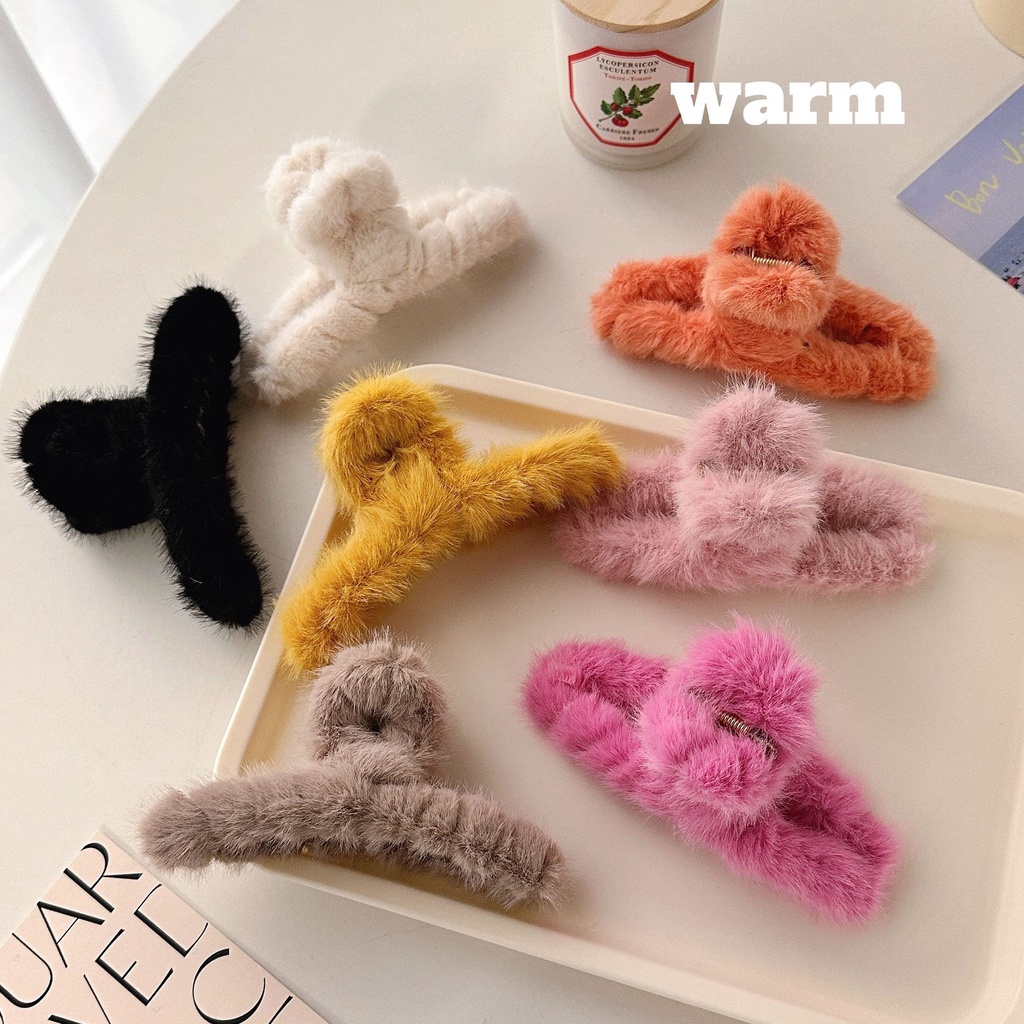 Jual [HARU] Jepit Rambut Bulu Korea | Korean Fluffy Hair Claw | Shopee ...