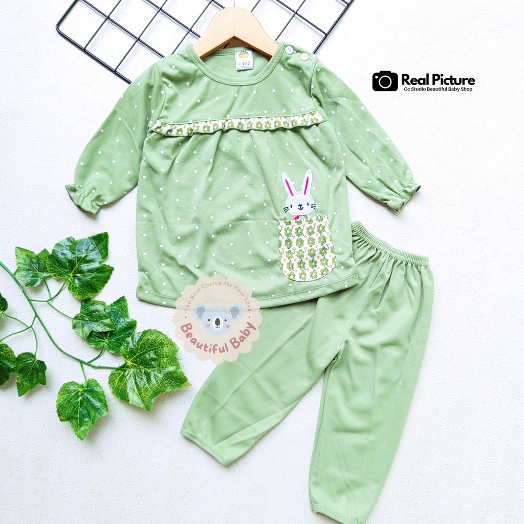 Jual Setelan Piyama Baju Bayi Perempuan Motif Rabbit Polka Usia 3 sd 18 ...