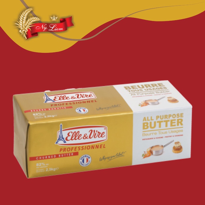 Jual ELLE & VIRE All Purpose Churned Butter / Mentega 82% Unsalted 2 ...