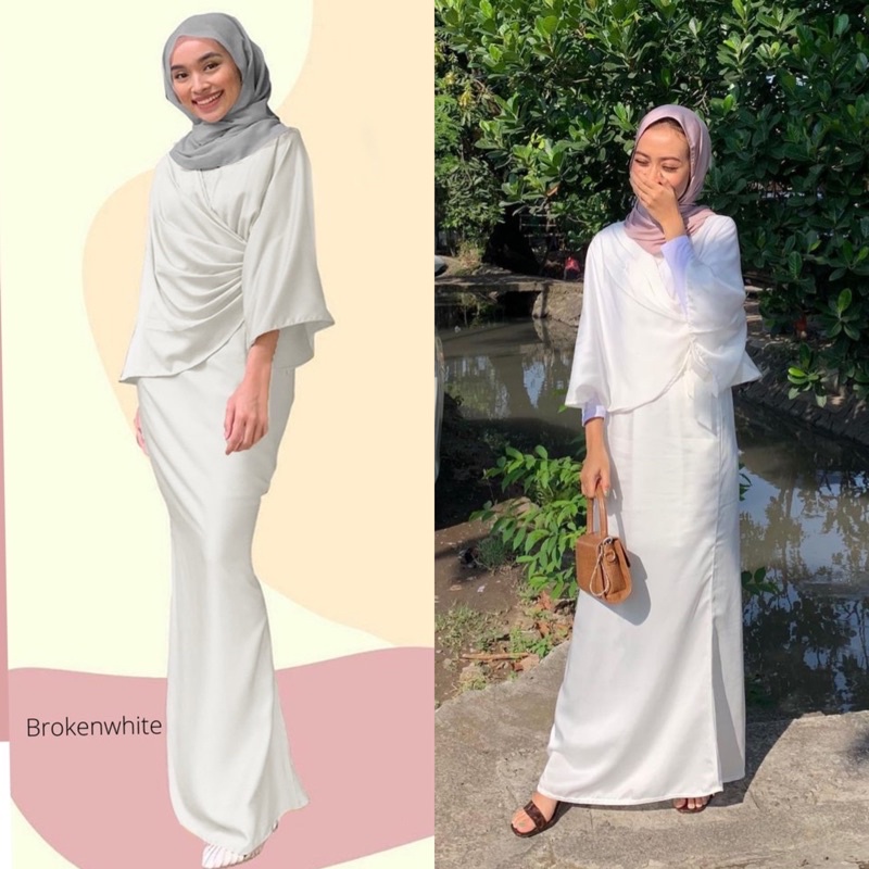 Jual Preloved Thrift Almeera Broken White Dress Set Setelan Baju Kurung