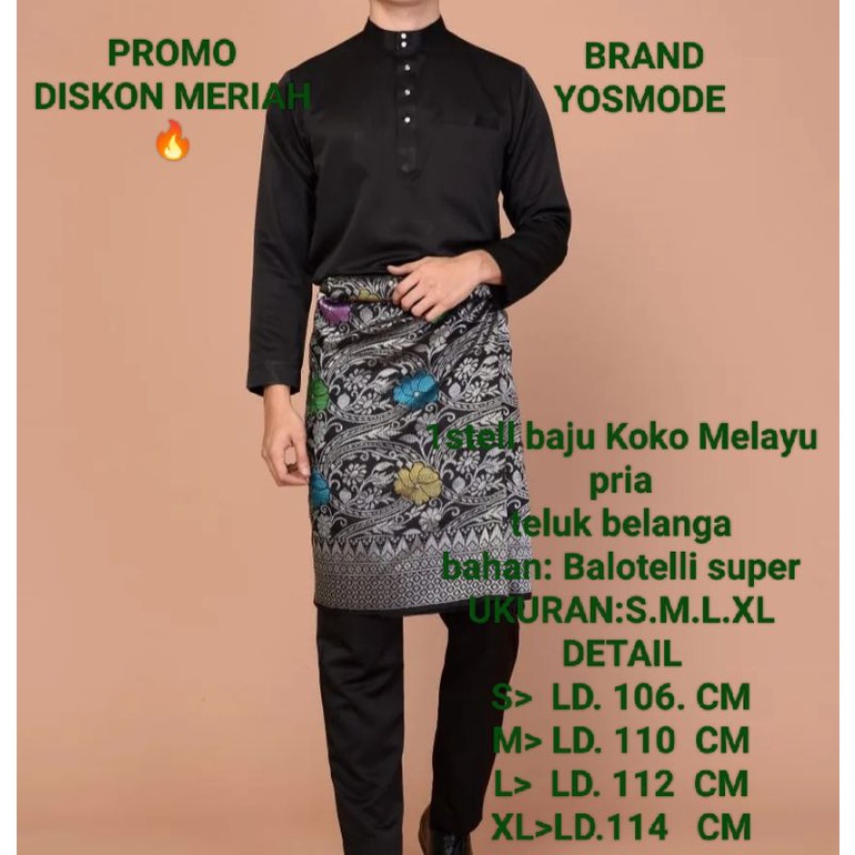 Jual 1 Stell Baju Koko Pria Teluk Belanga Melayu Stelan Koko Pria Lengan Panjang Baju Teluk 