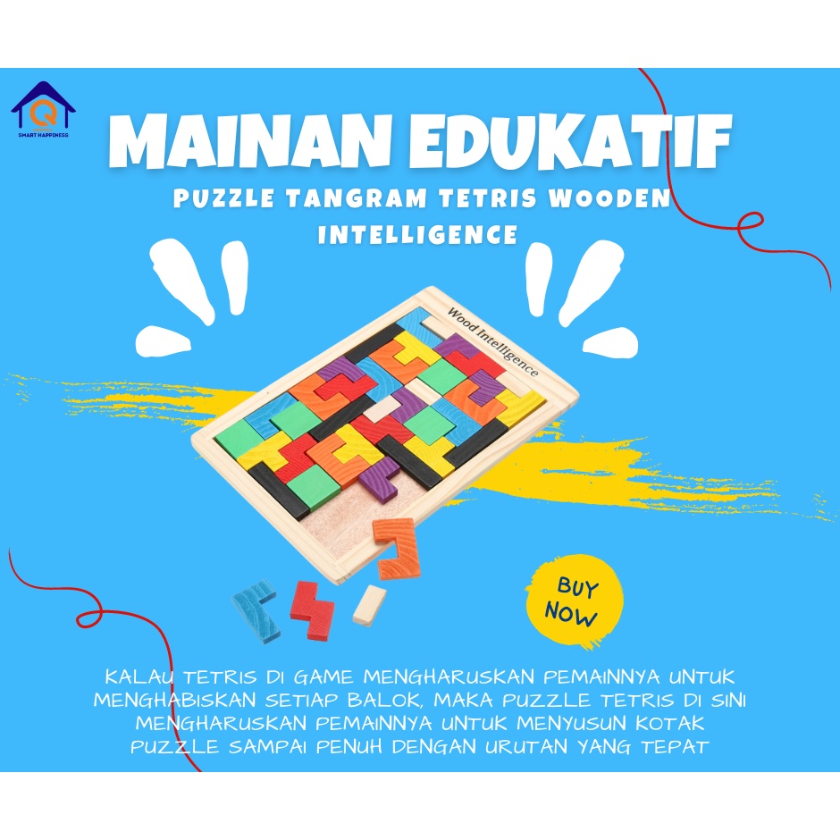 Jual Mainan Puzzle Tangram Tetris Wooden Intelligence - WO01 - Multi ...