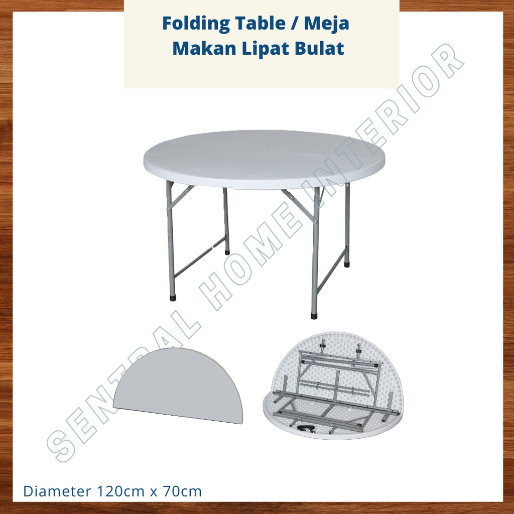 Jual Meja Makan Lipat / Folding Table Bulat Bundar | FoldingTable120x70 ...