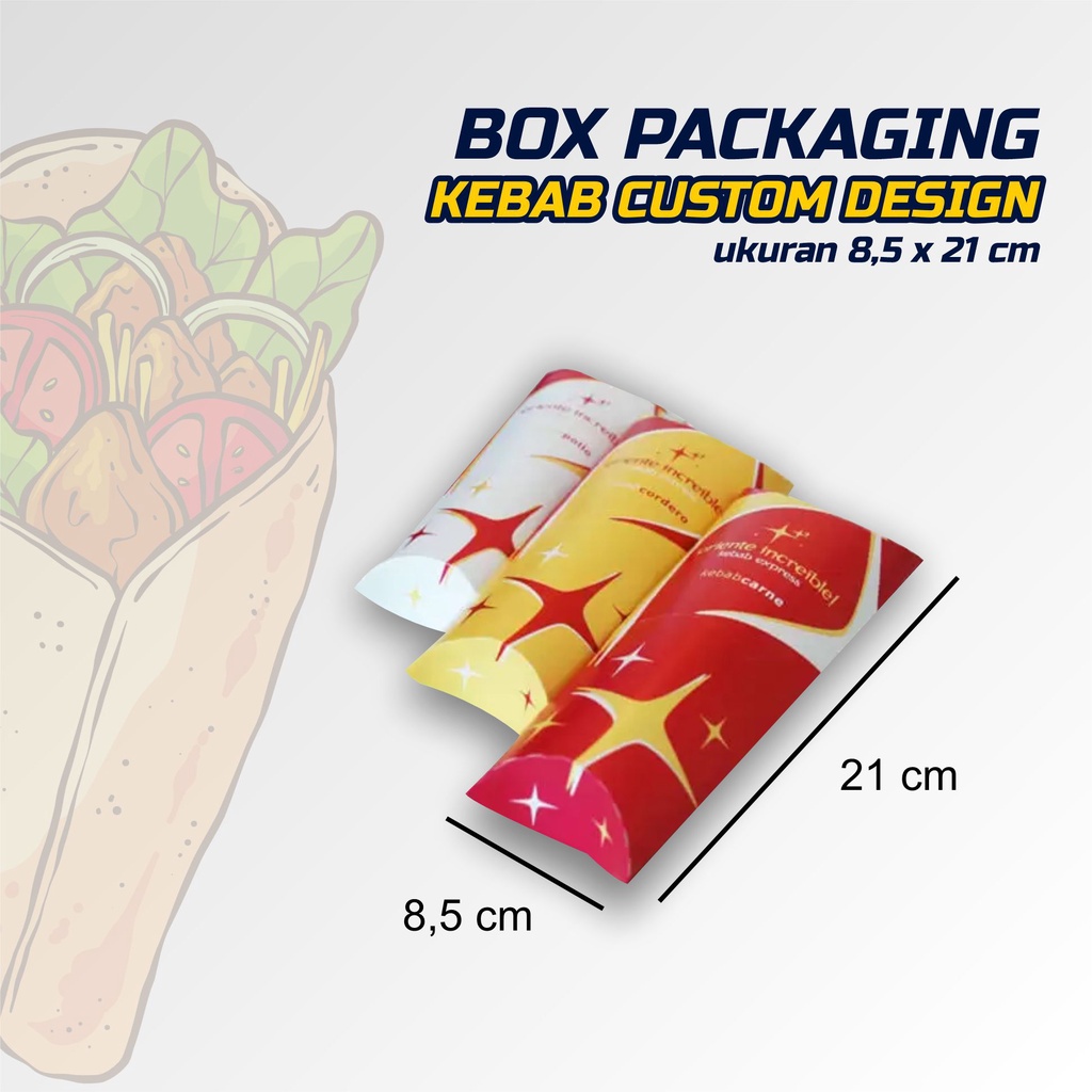 Jual Bungkus kebab CUSTOM Desain ukuran 21 x 8,5 cm | Shopee Indonesia
