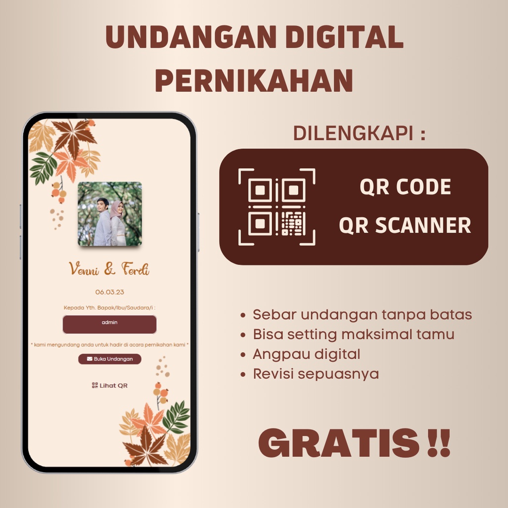 Jual Undangan Digital Website Pernikahan - Premium With QR Code ...