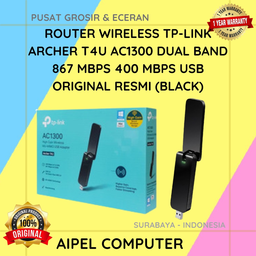 Jual T4U | USB WIFI TP-LINK ARCHER T4U AC1300 DUAL BAND 400 MBPS ...