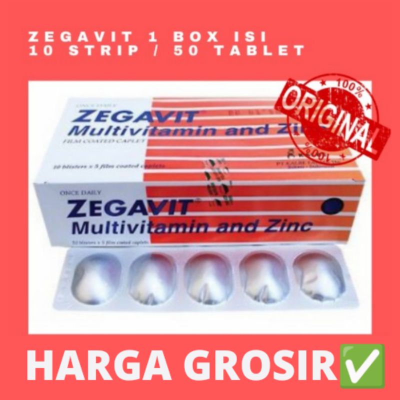 Jual ZEGAVIT MULTIVITAMIN DAN ZINK - 1 BOX / 10 STRIP / 60 TABLET ...