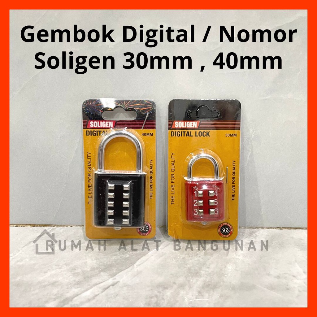 Jual Gembok Digital Soligen Nomor Gembok Angka Pin 30mm 40mm Shopee