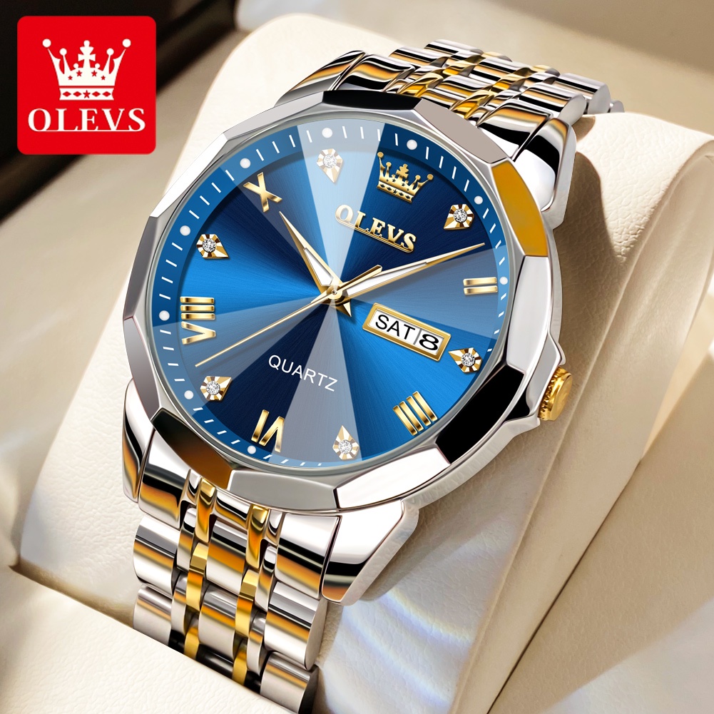 Jual OLEVS Jam Tangan Pria Anti Air Original Rantai Keren Terbaru Mewah