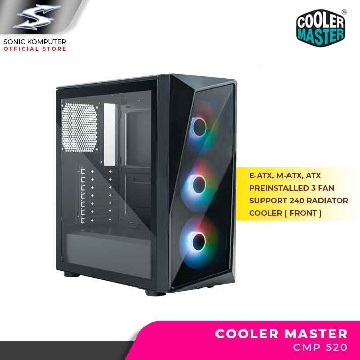 Jual Cooler Master CMP 520 ARGB Mid Tower ATX Case For PC Gaming ...