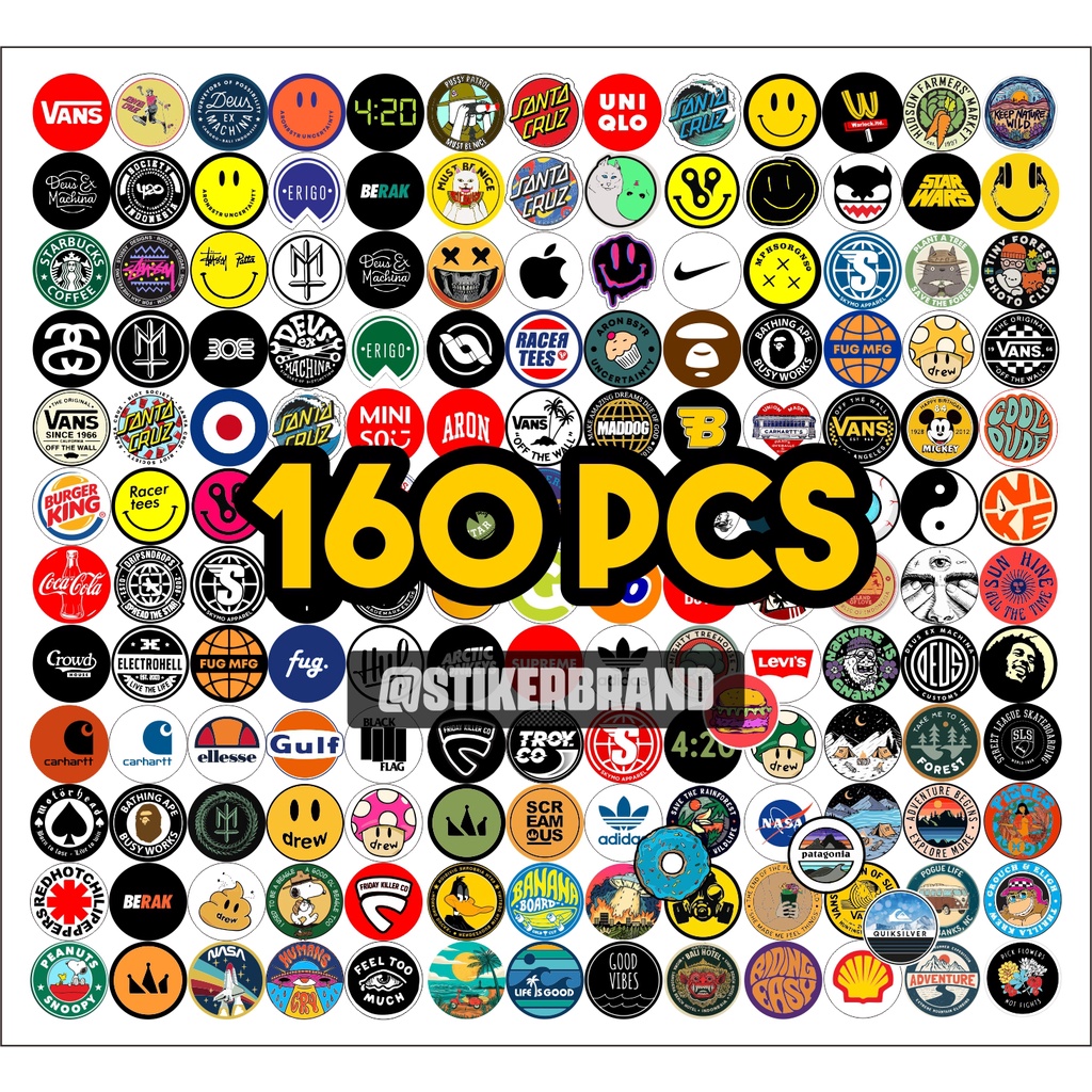 Jual STIKER PACK MINI BULAT STIKER BRAND ISI 160 PCS RANDOM SESUAI ...