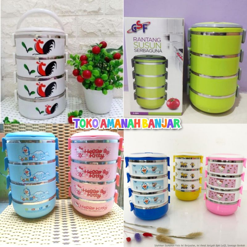 Jual Rantang Karakter 4 Susun Lunch Box Susun 4 Wadah Makanan Kotak ...