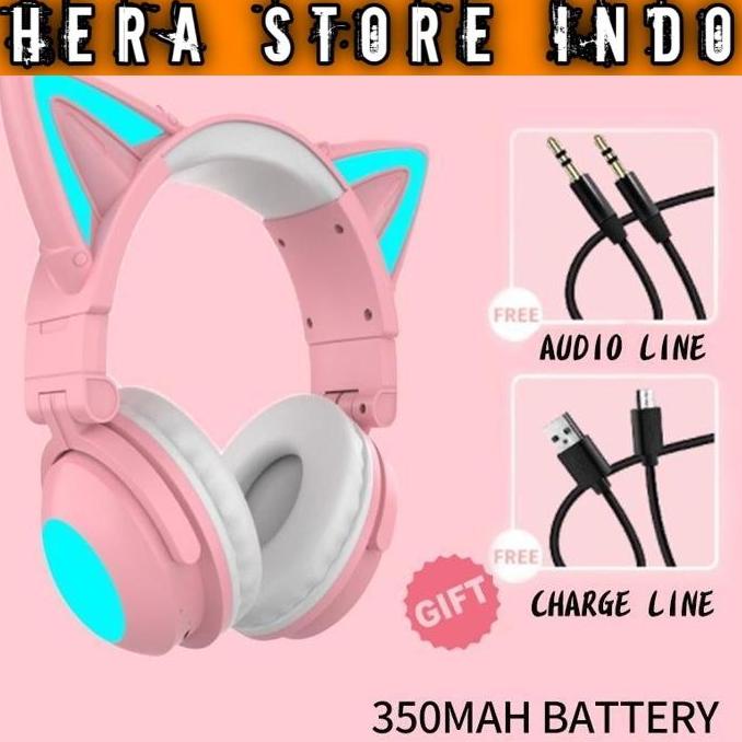 Jual WIRELESS RGB GAMING CAT EAR HEADSET BLUETOOTH 5.0 HEADPHONE ZW068