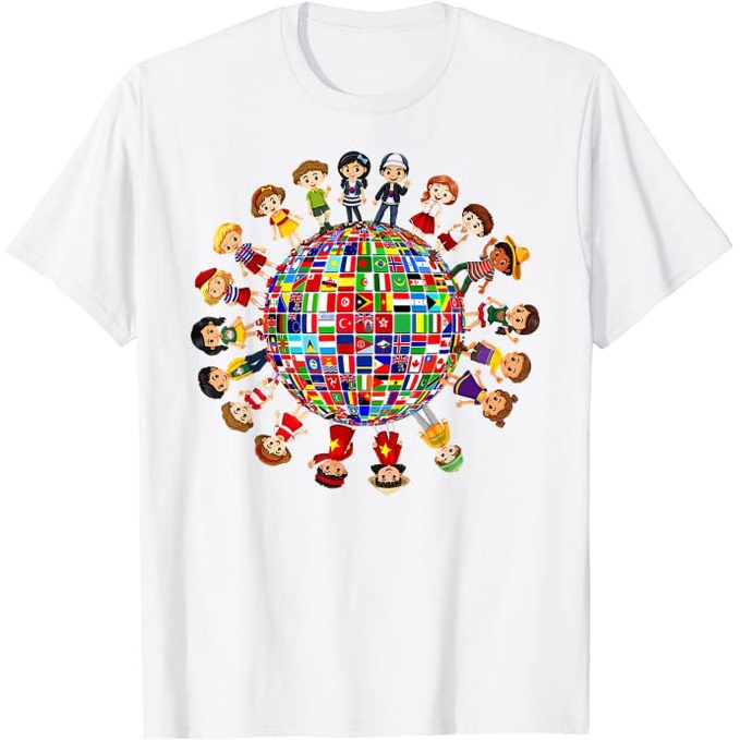 Jual Baju Kaos Dewasa Flags of the World Cultural diversity Kids around