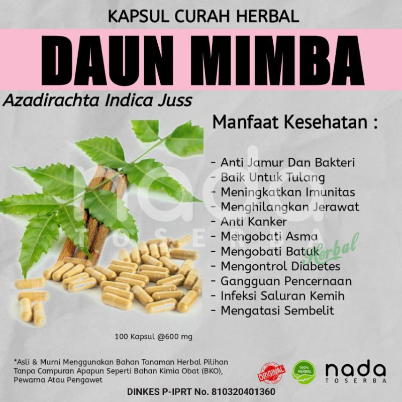 Jual Kapsul Daun Mimba 50 Kapsul Curah Herbal Herbal Asma Batuk