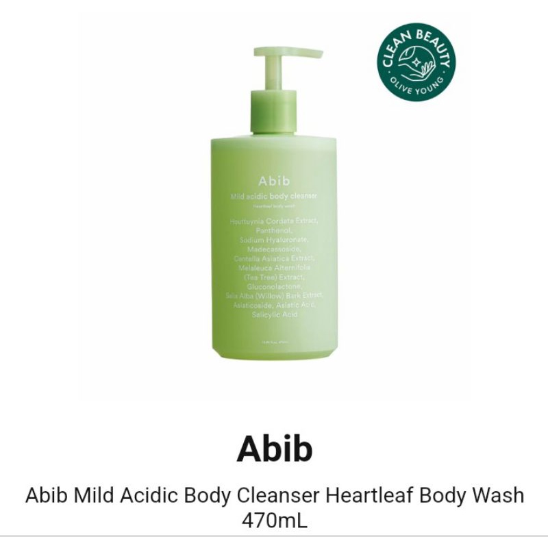 Jual Abib Mild Acidic Body Cleanser Heartleaf Body Wash 470mL Shopee