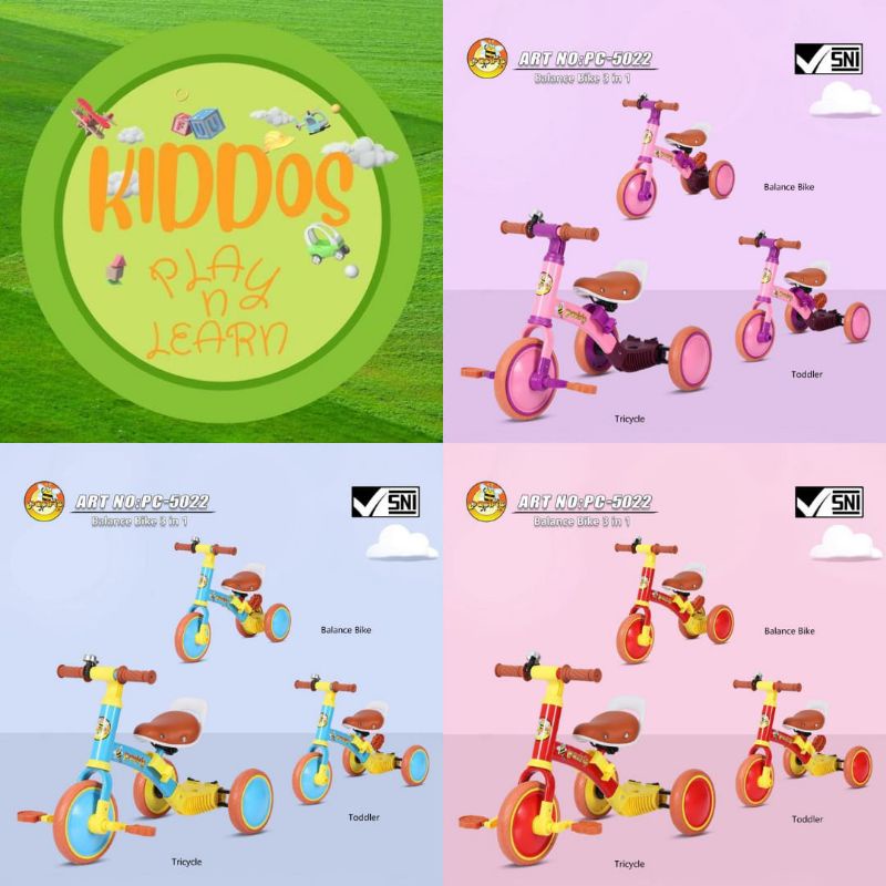 Jual SEPEDA RODA TIGA BALANCE BIKE (3IN1)MODEL PC-5022 PACIFIC | Shopee ...
