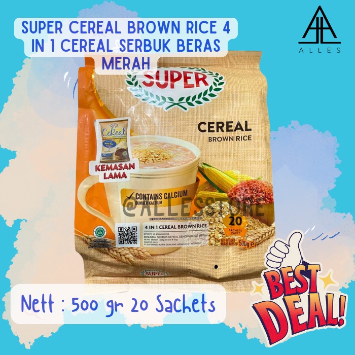 Jual SUPER CEREAL BROWN RICE / Cereal Instant 1 Pack Isi 20 Sheet 500 gr Shopee Indonesia