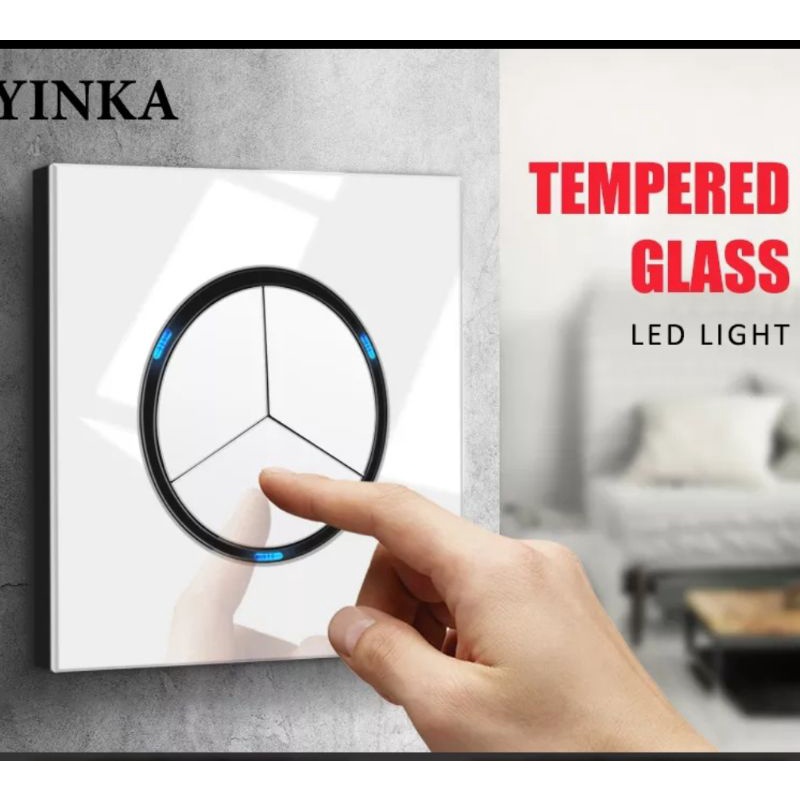 Jual saklar lampu indicator led panel kaca kristal putih 1 way | Shopee ...