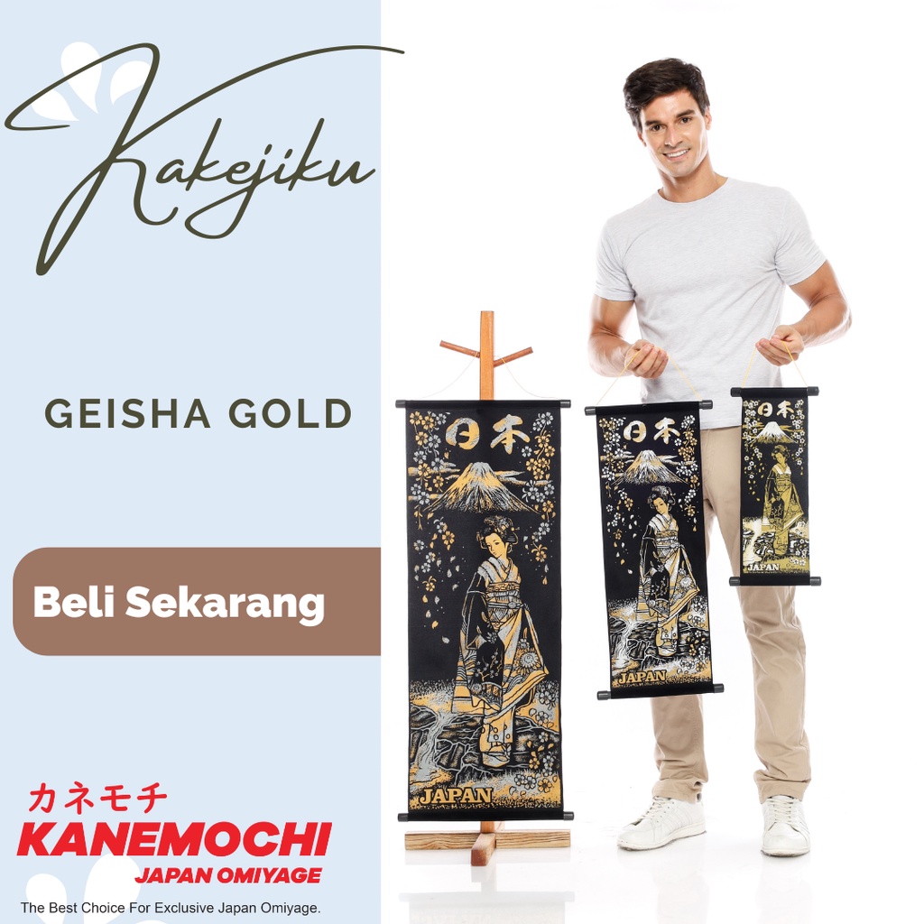 Jual Kanemochi Kakejiku 18 Gold Geisha Fuji Hiasan Dinding Jepang Hanging Scroll Shopee 