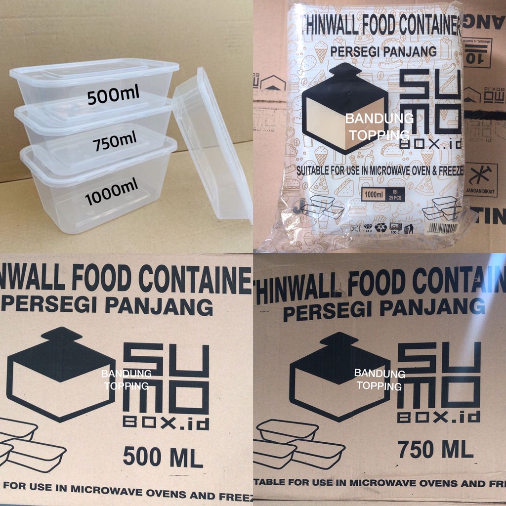 Jual Thinwall Persegi Panjang Food Container 500ml 750ml 1000ml