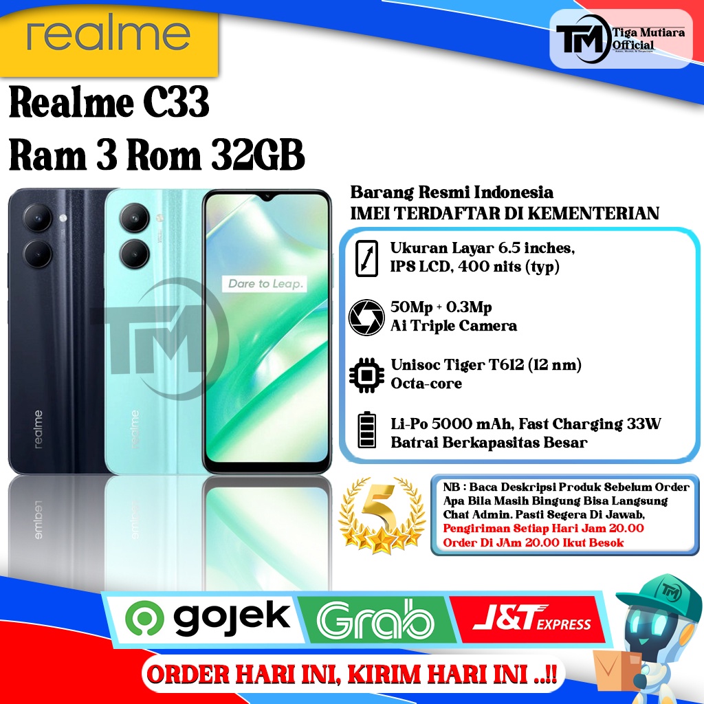 Jual Realme C33 Ram 3 Rom 32GB Segel Original & Bergaransi Resmi ...