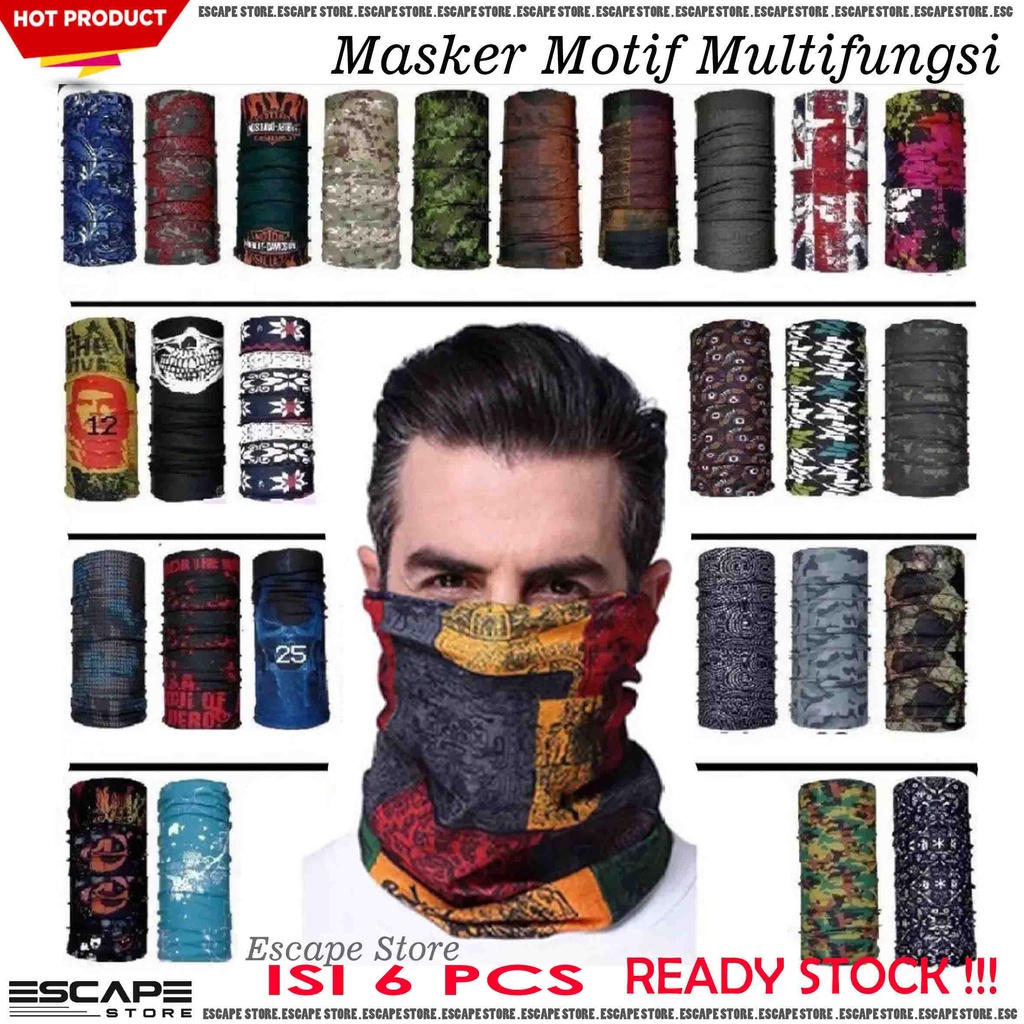 Jual PROMO ISI 6 Pcs Masker Motor Baf Untuk Pria Wanita Bahan ...