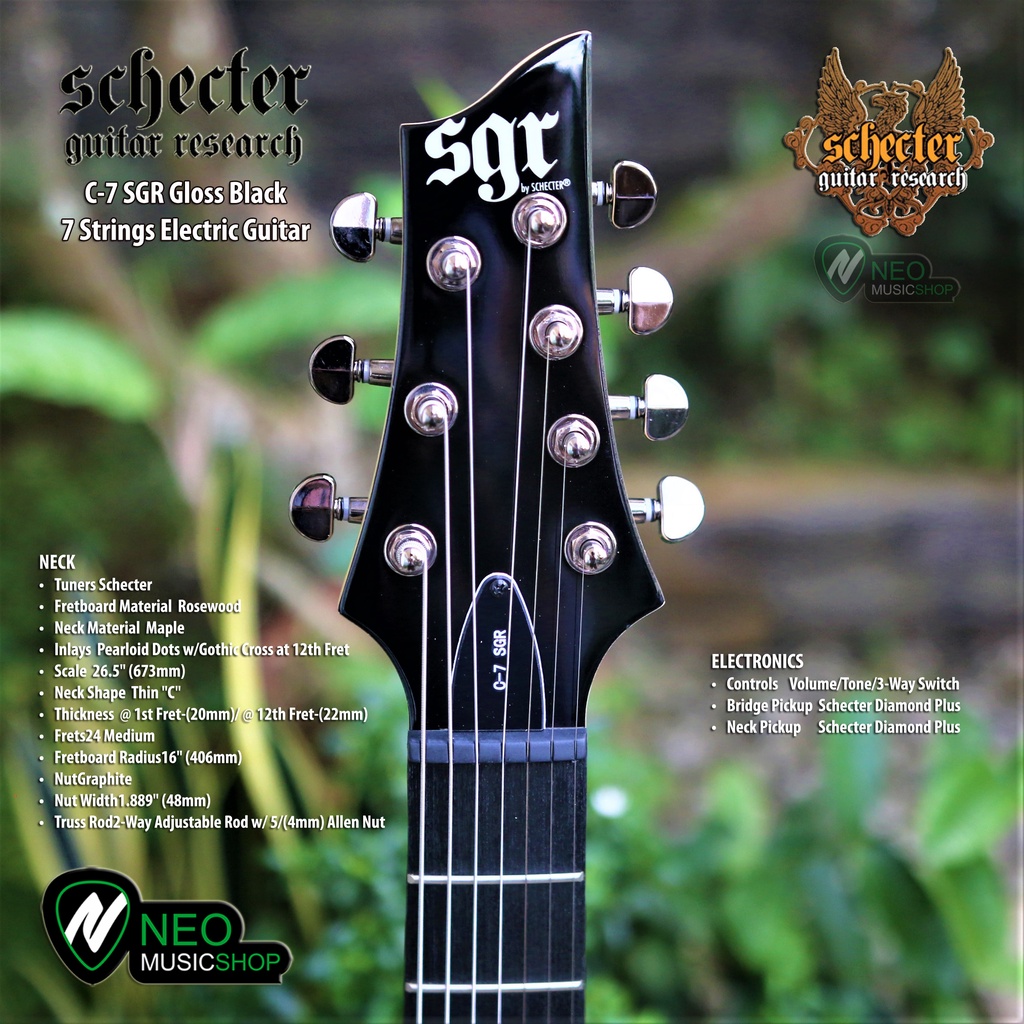 Jual SCHECTER C-7 SGR Gloss Black 7 Strings Electric Guitar | Shopee ...