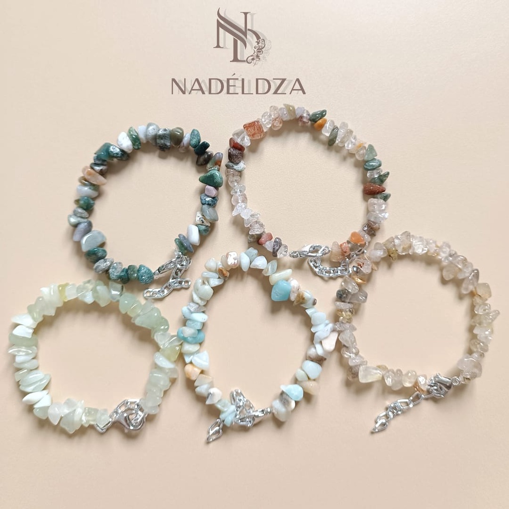 Jual Nadeldza Stone Bracelet Silver Series Gelang Batu Kerikil Gelang