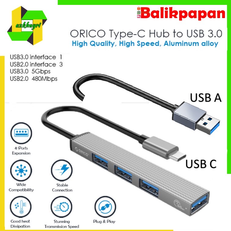 ORICO USB HUB Clip-Type met Extra Voedingspoort, 4-poorts USB 3.0 Hub 5 Gbps Super Speed, Mini