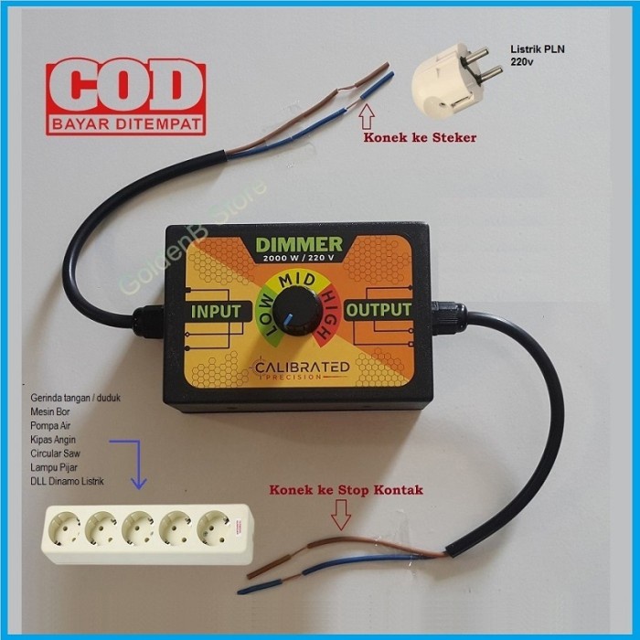 Jual [BISA COD] Dimmer Ac 2000W Pengatur Kecepatan Gerinda Dinamo Dimer