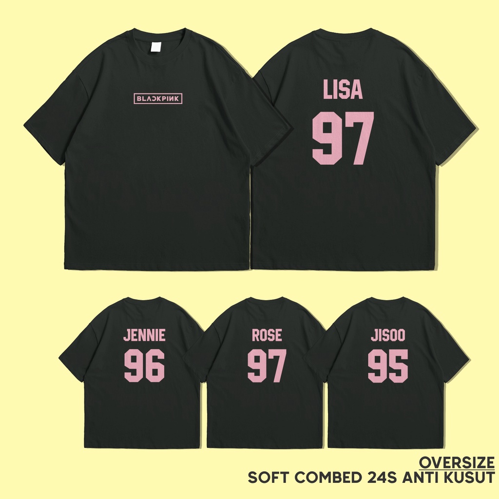 Jual Kaos Oversize Blackpink Nomor Punggung member bahan combed 24s