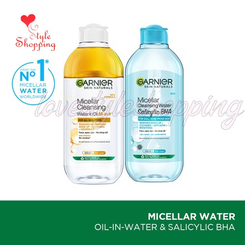 Jual Garnier Micellar Oil Infused Cleansing Water 400ml Salicylic Bha Blue Anti Acne