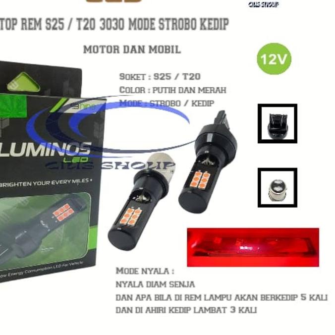 Jual Model Baru Lampu Led Stop Rem Motor Mobil S Titik Mode Kedip Super Bright Luminos S