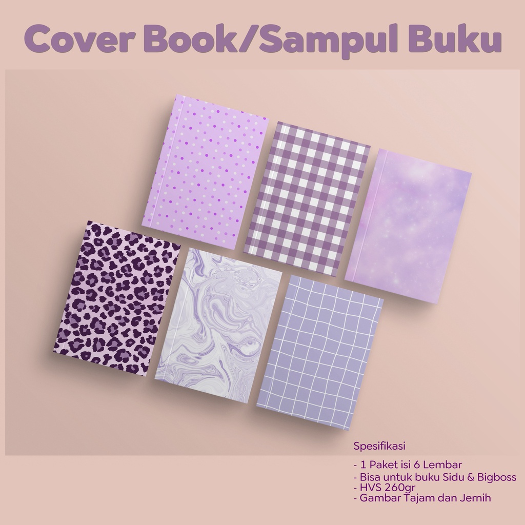 Jual 6 Lembar Sampul Buku Purple Sampul Buku Aesthetic Cover Book Aesthetic Sampul Buku