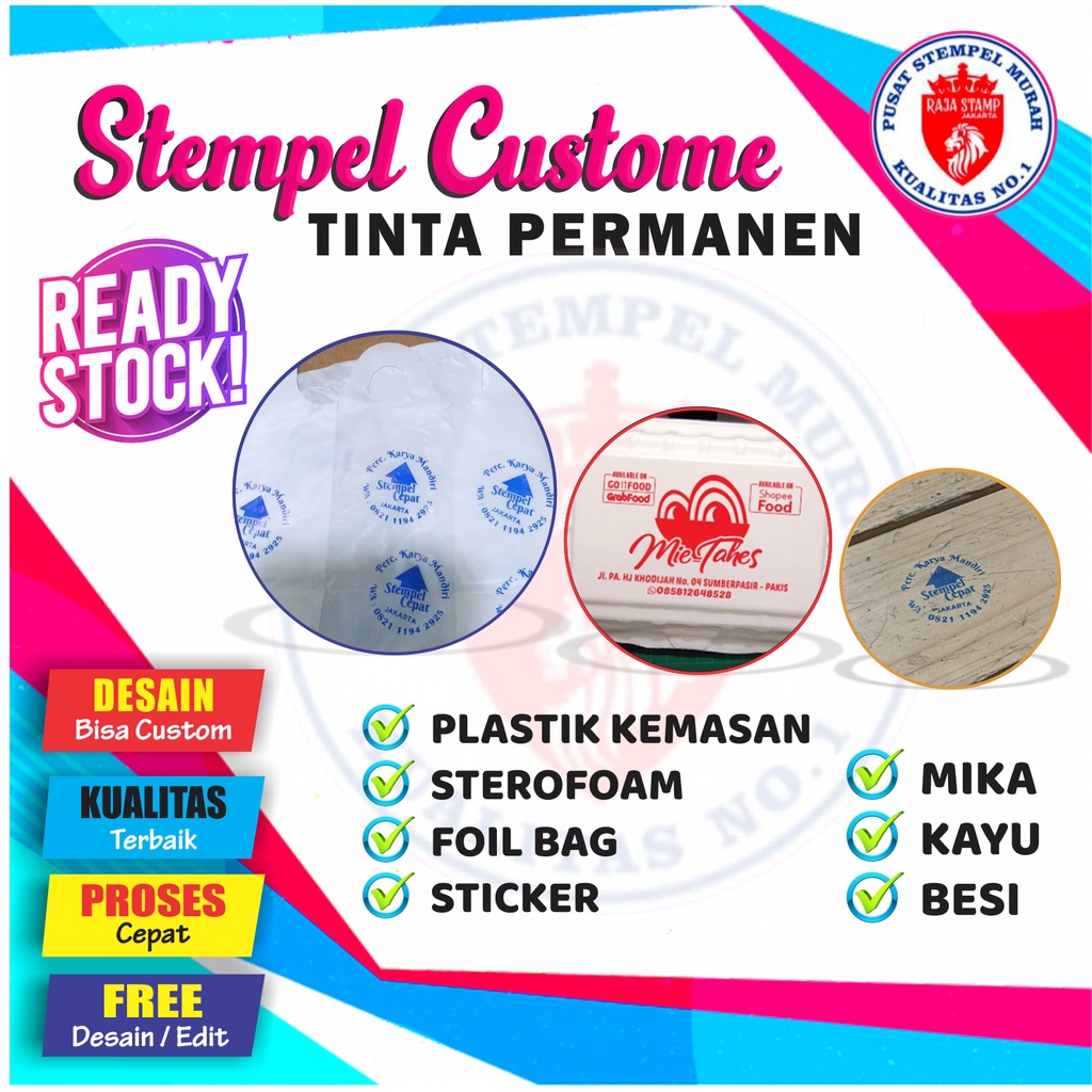 Jual Stempel Tinta Permanen Custom Plastik Sterofoam Kayu Besi Shopee Indonesia